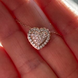 14K Rose Gold Diamond Heart Necklace